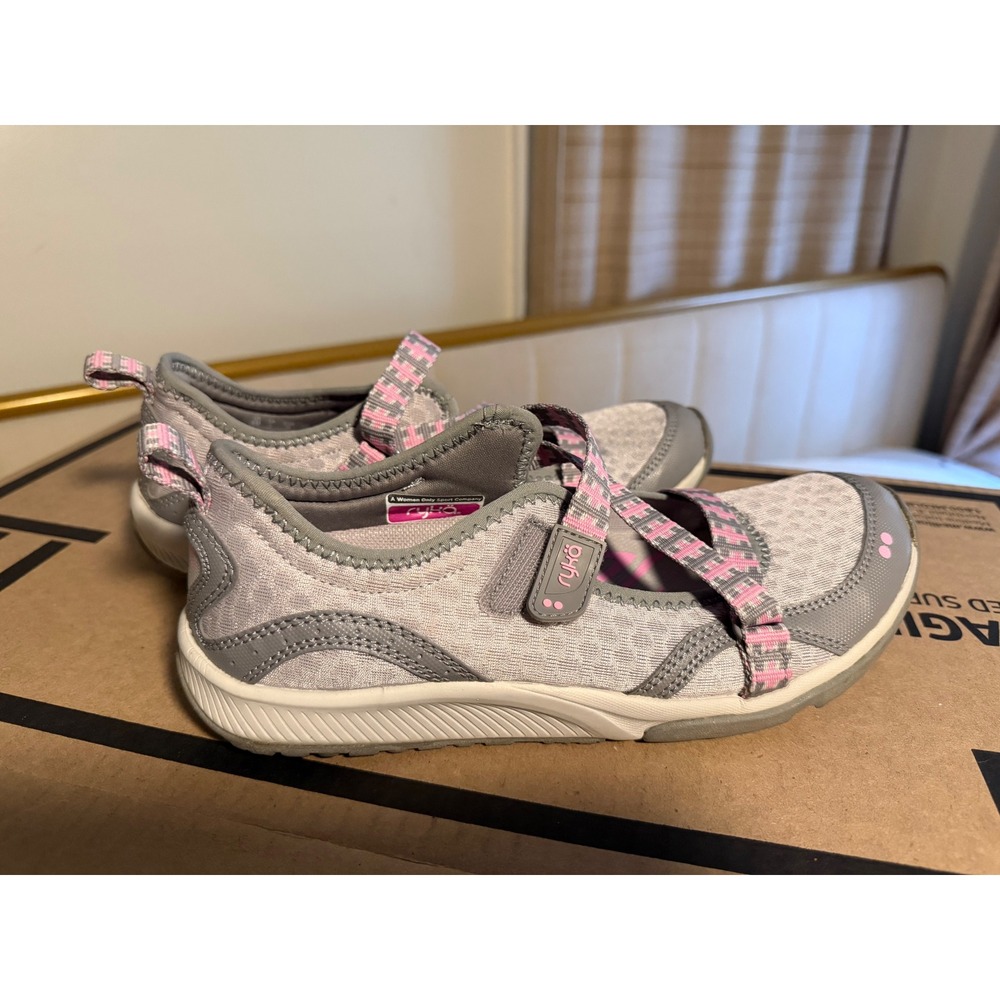 Ryka Kailee Womens Grey Pink Mary Jane Walking Shoes Athletic Sneakers 8M